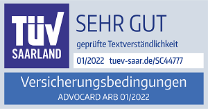 ADVOCARD Siegel TÜV Saarland Text 01 2022